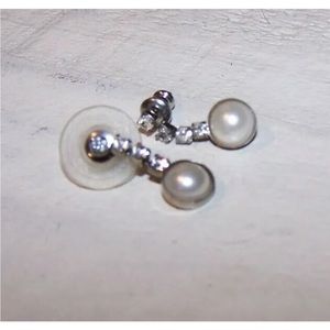 Exquisite Pearl Look and
Drop Dangle Rhinestone Pierced Earrings
